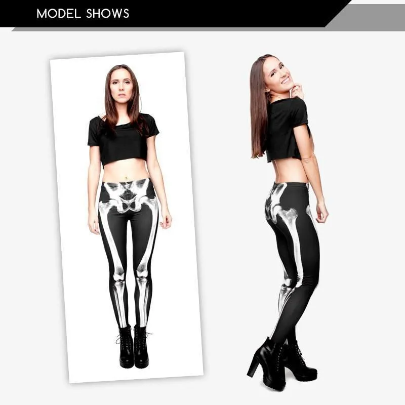 2 Sets of X-ray Skeleton Printed Leggings