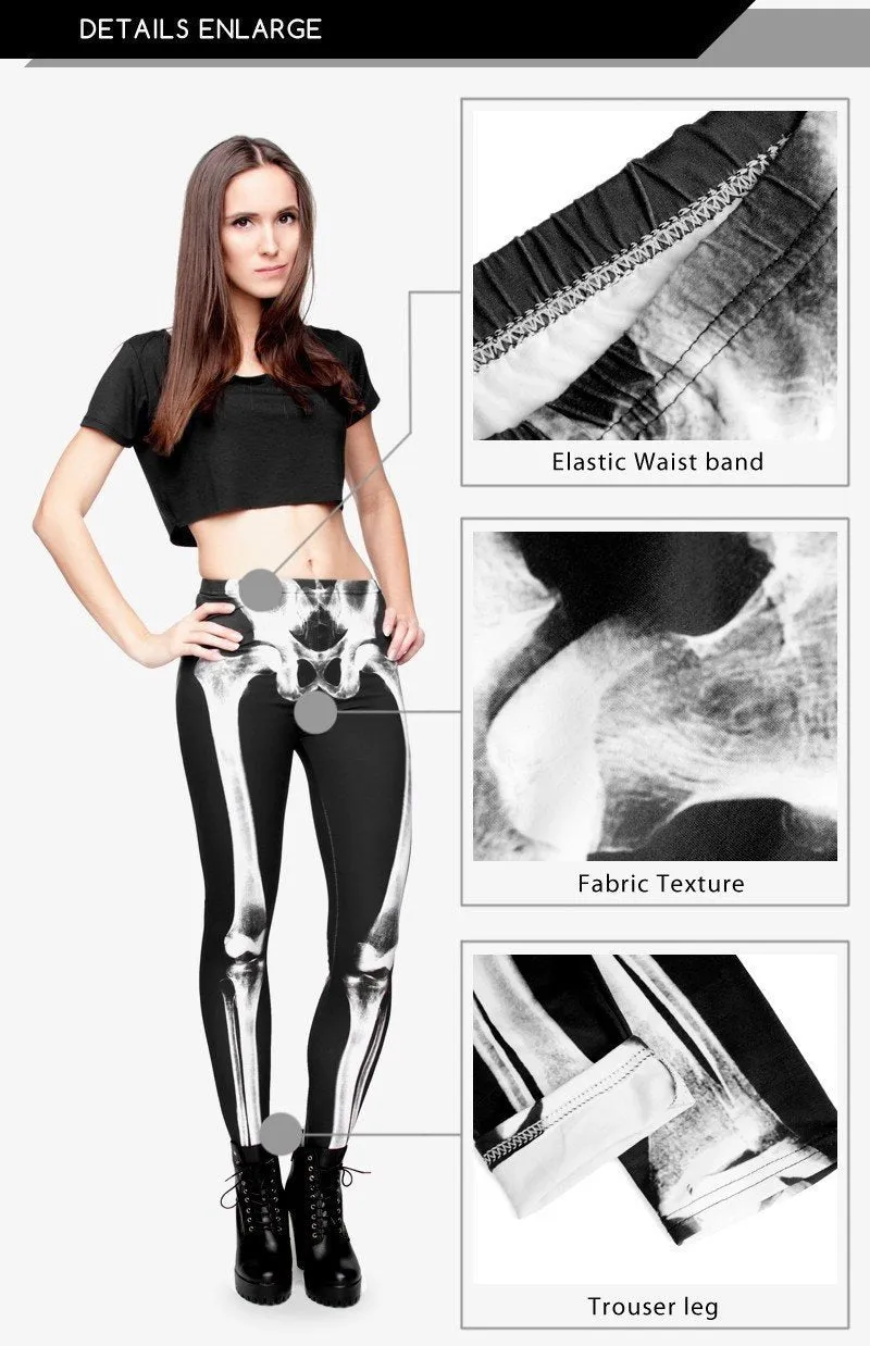 2 Sets of X-ray Skeleton Printed Leggings