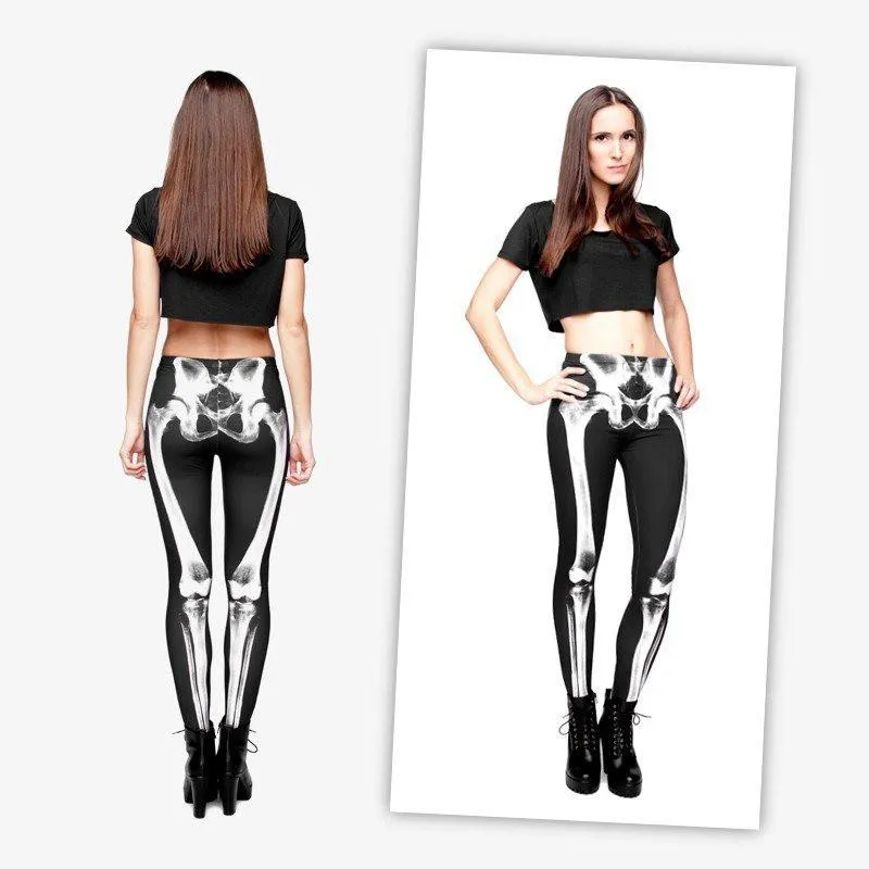 2 Sets of X-ray Skeleton Printed Leggings