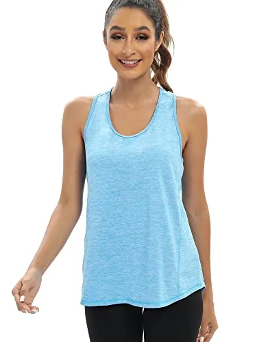 Aeuui Workout Tops for Women Racerback Tank Top Athletic Yoga Tops Exercise Running Shirts Gym Clothes Blue