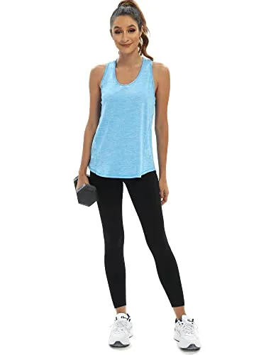 Aeuui Workout Tops for Women Racerback Tank Top Athletic Yoga Tops Exercise Running Shirts Gym Clothes Blue