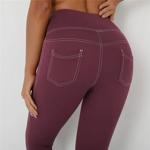 ATHVOTAR Pocket Push Up High Waist Fitness Women Leggings Gym Leggins
