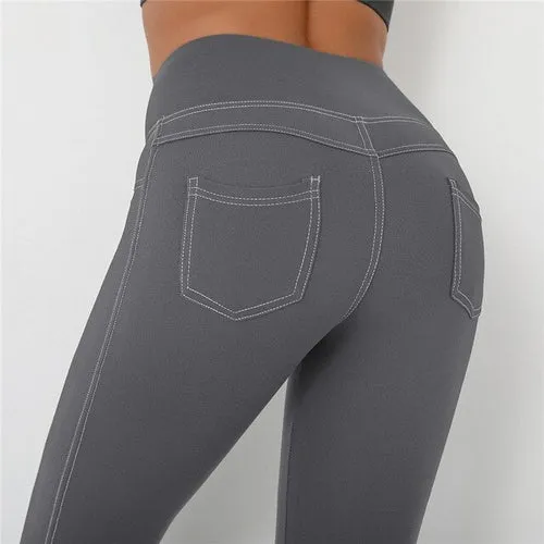 ATHVOTAR Pocket Push Up High Waist Fitness Women Leggings Gym Leggins