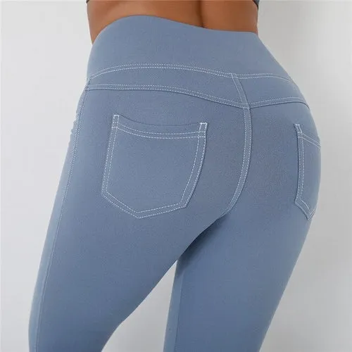 ATHVOTAR Pocket Push Up High Waist Fitness Women Leggings Gym Leggins