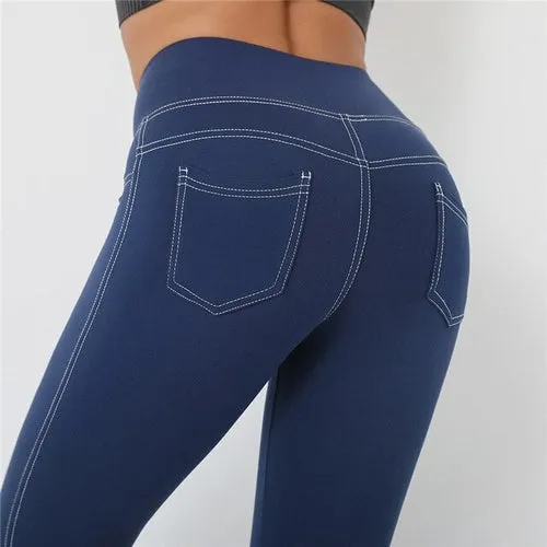 ATHVOTAR Pocket Push Up High Waist Fitness Women Leggings Gym Leggins