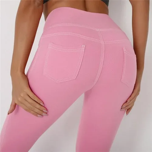 ATHVOTAR Pocket Push Up High Waist Fitness Women Leggings Gym Leggins