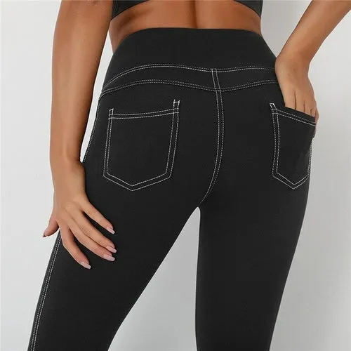ATHVOTAR Pocket Push Up High Waist Fitness Women Leggings Gym Leggins