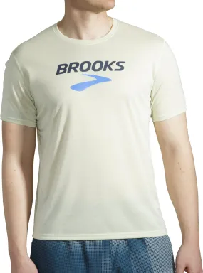 Brooks Distance Graphic Short Sleeve Mens Running Top - Yellow