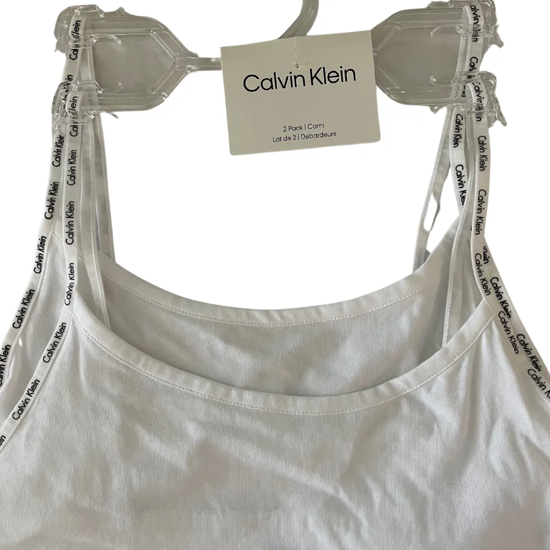CALVIN KLEIN Cami Athletic Gym Tank Top in White 2PACK