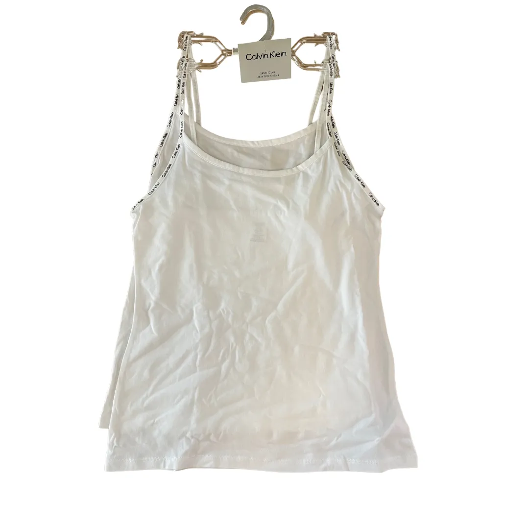 CALVIN KLEIN Cami Athletic Gym Tank Top in White 2PACK