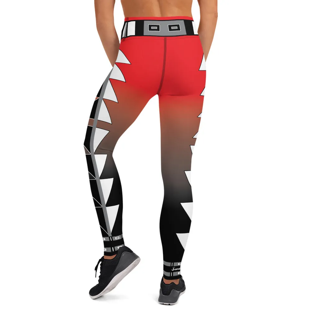 Centered Red and Black Fade Yoga Leggings