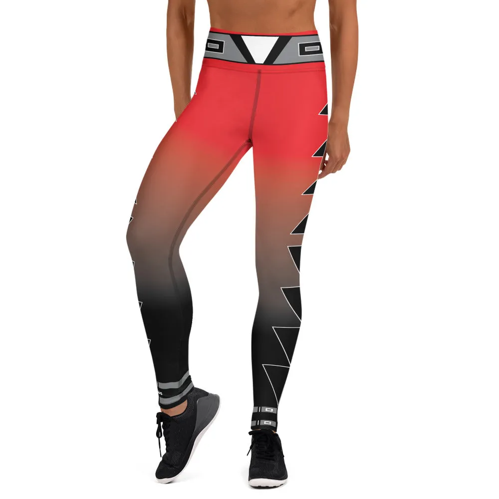 Centered Red and Black Fade Yoga Leggings
