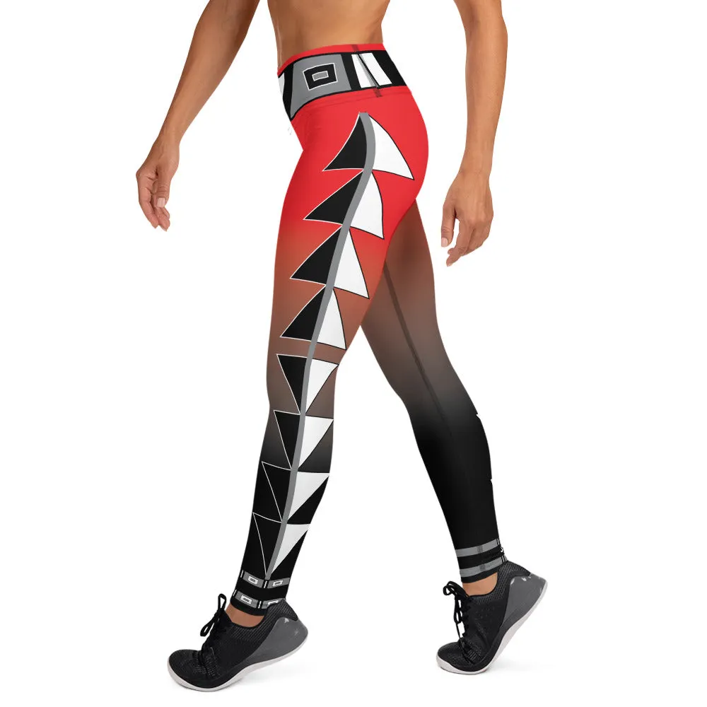 Centered Red and Black Fade Yoga Leggings