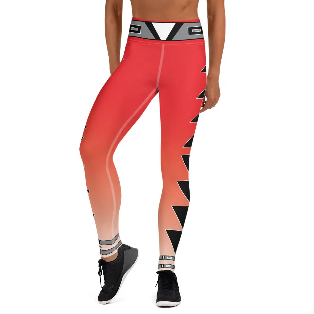 Centered Red fade Yoga Leggings