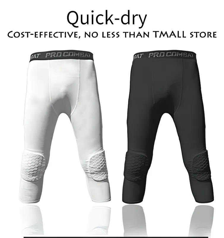 Compression Men's Basketball Capri Leggings with Knee Pads - SF0949