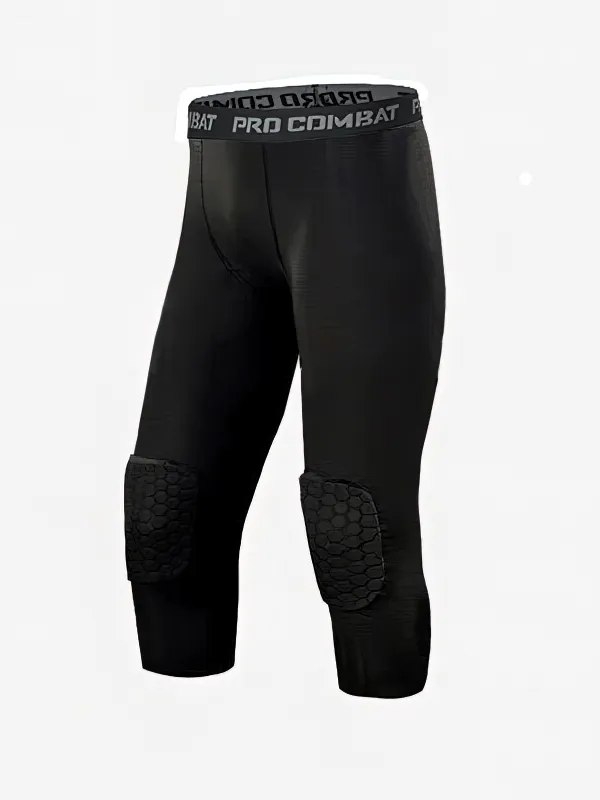 Compression Men's Basketball Capri Leggings with Knee Pads - SF0949