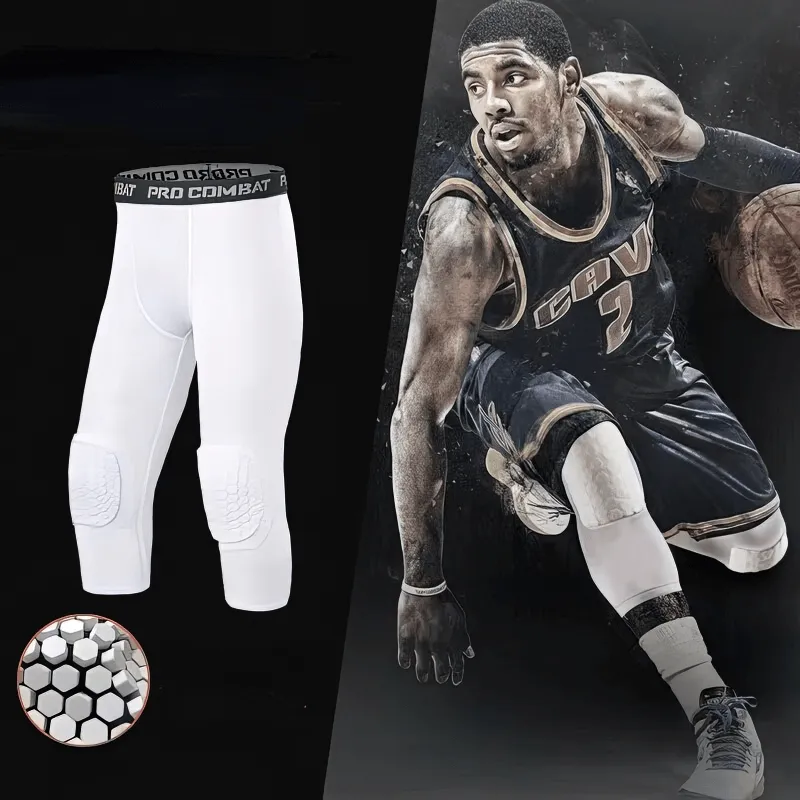 Compression Men's Basketball Capri Leggings with Knee Pads - SF0949