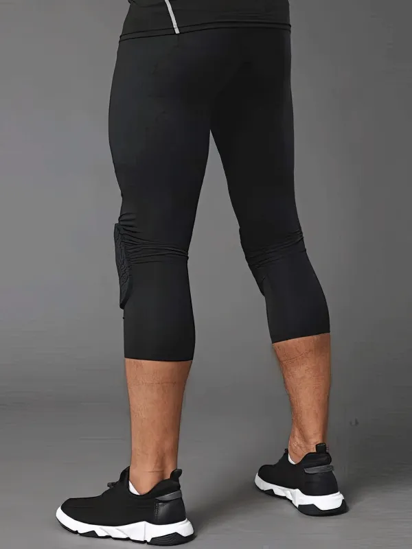 Compression Men's Basketball Capri Leggings with Knee Pads - SF0949