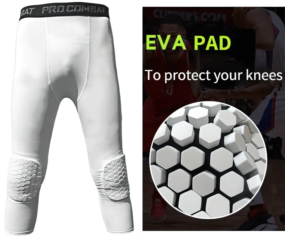 Compression Men's Basketball Capri Leggings with Knee Pads - SF0949