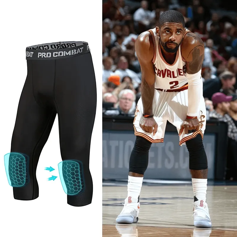 Compression Men's Basketball Capri Leggings with Knee Pads - SF0949