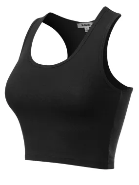 Cotton Basic Sleeveless Racerback Sports Crop Tank Top