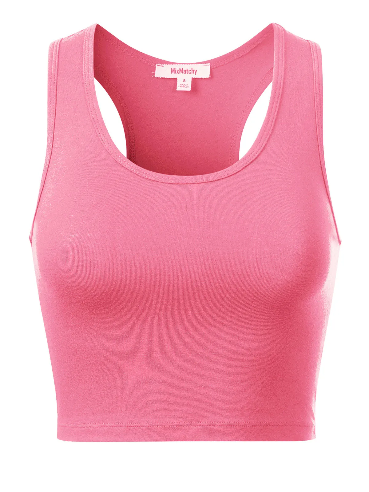 Cotton Basic Sleeveless Racerback Sports Crop Tank Top
