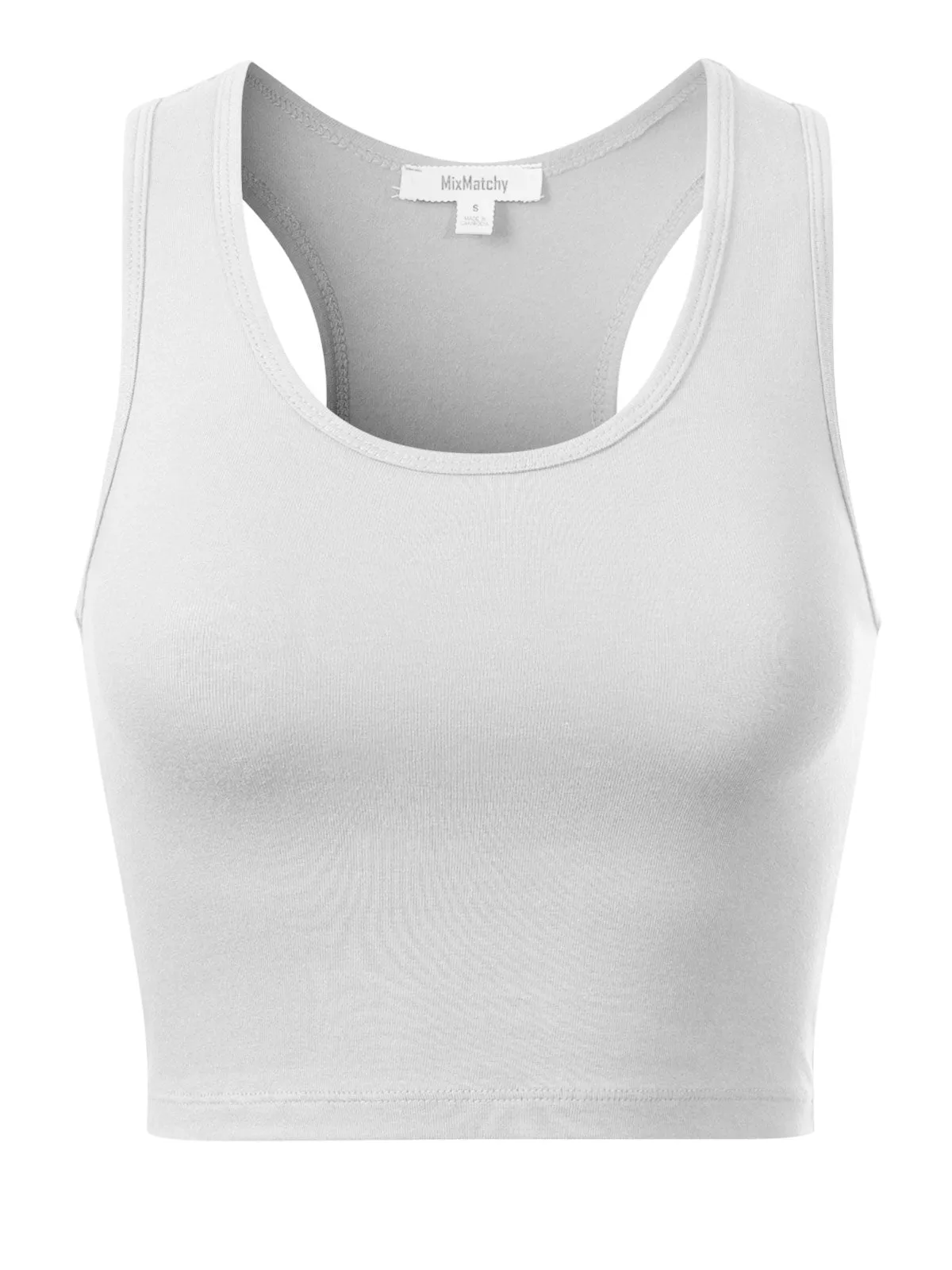 Cotton Basic Sleeveless Racerback Sports Crop Tank Top