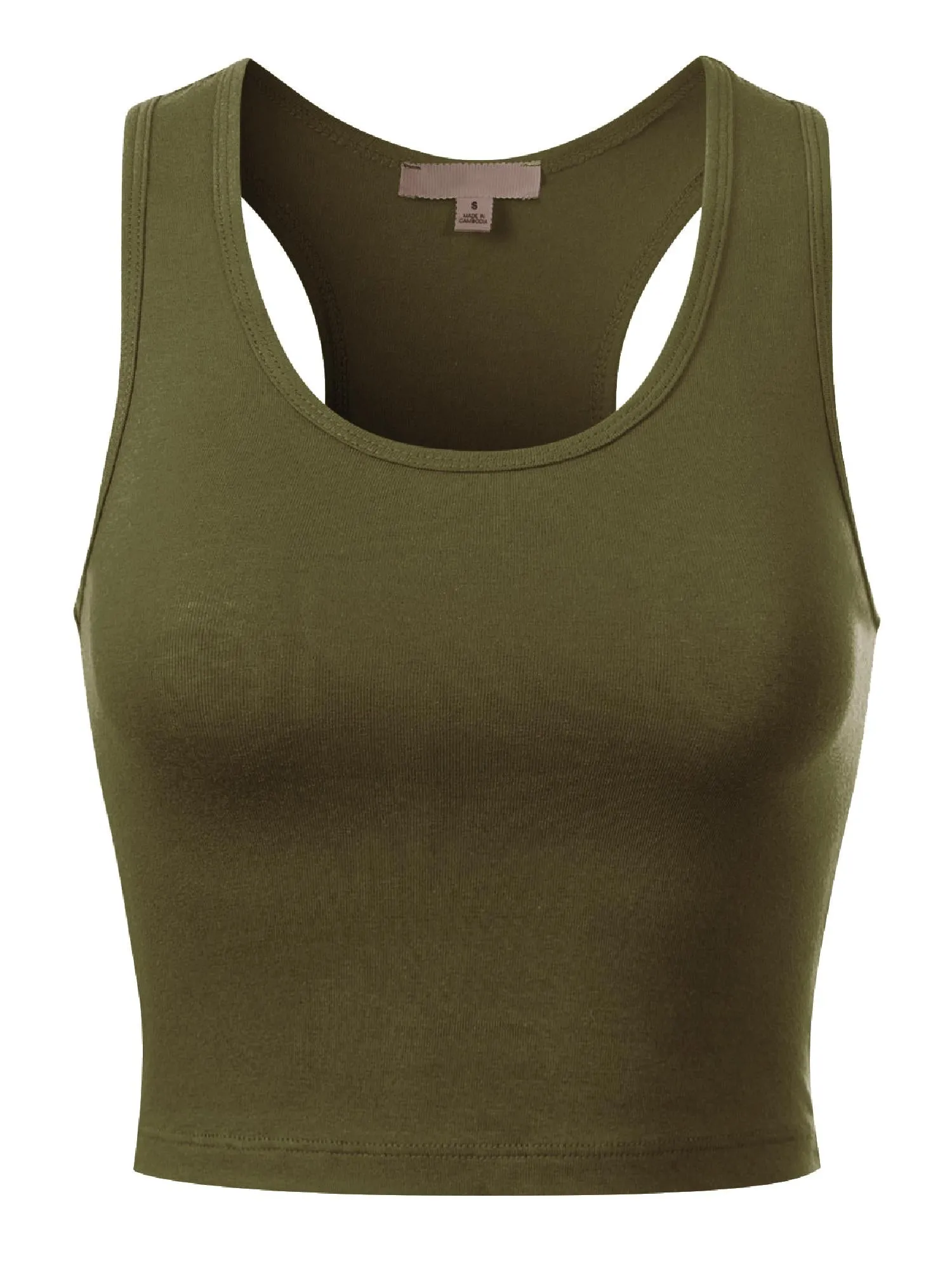 Cotton Basic Sleeveless Racerback Sports Crop Tank Top