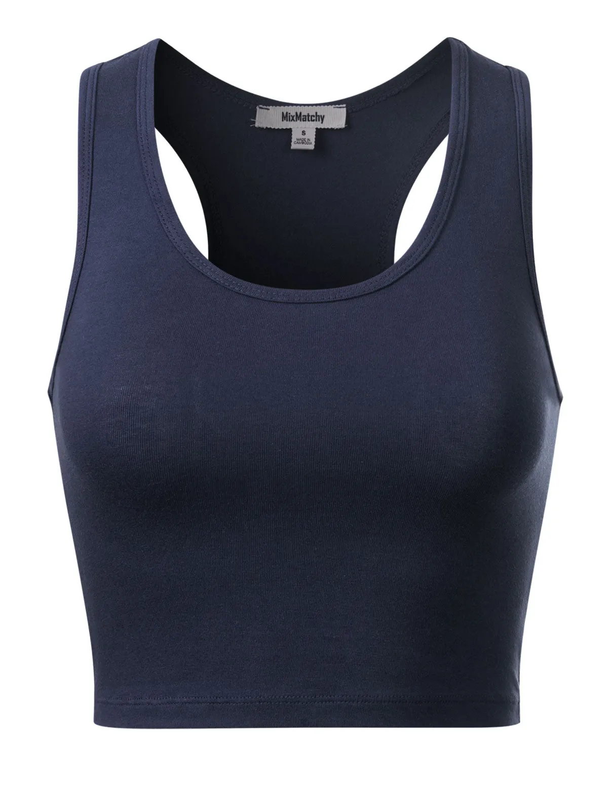 Cotton Basic Sleeveless Racerback Sports Crop Tank Top