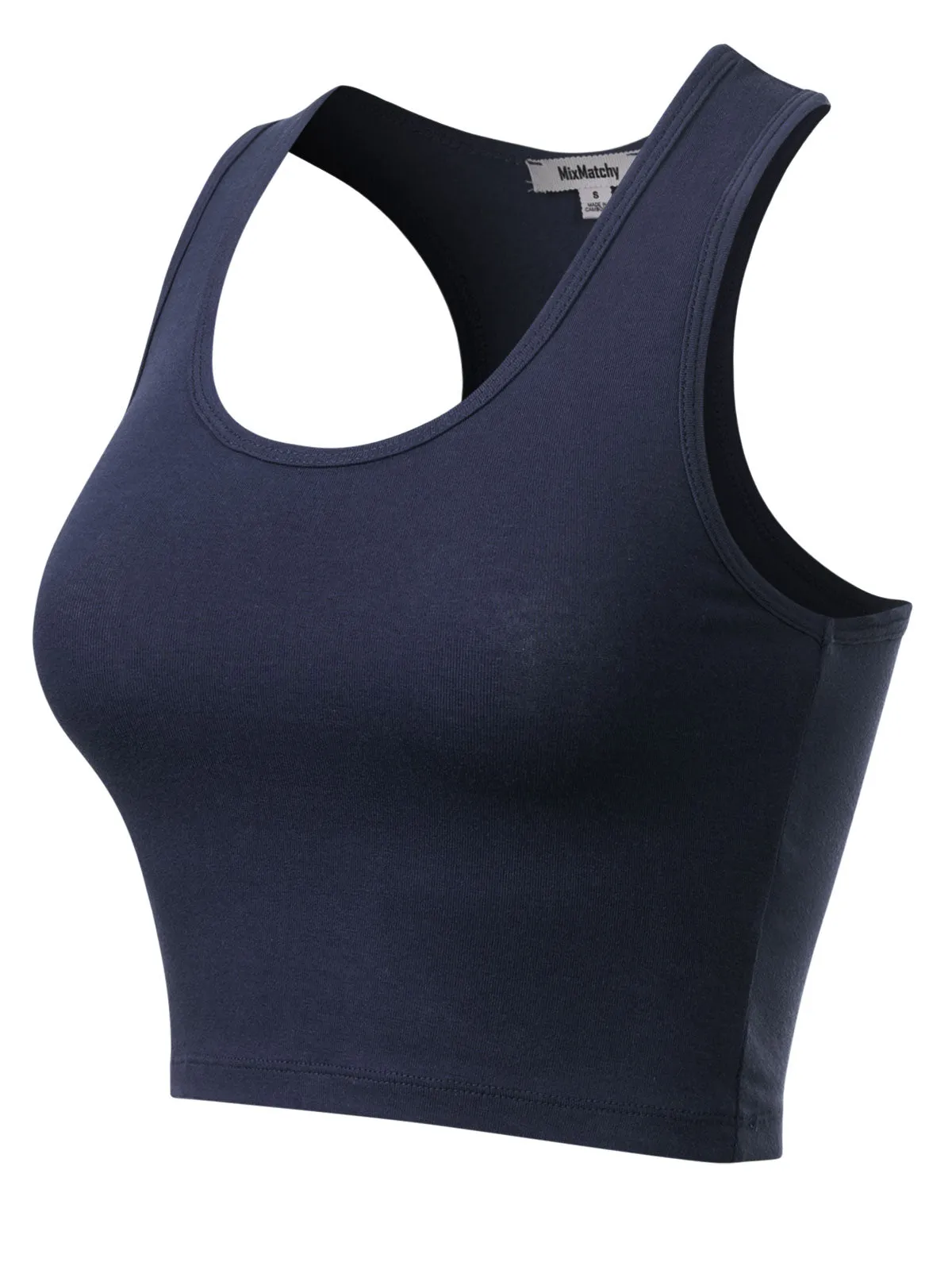 Cotton Basic Sleeveless Racerback Sports Crop Tank Top