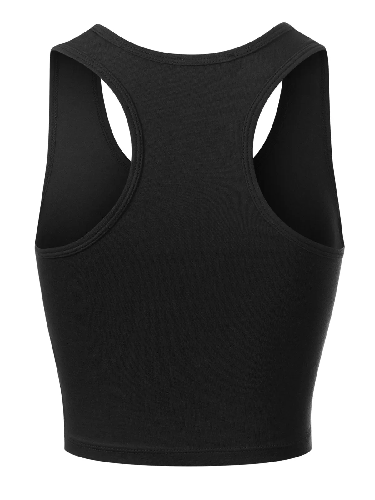 Cotton Basic Sleeveless Racerback Sports Crop Tank Top
