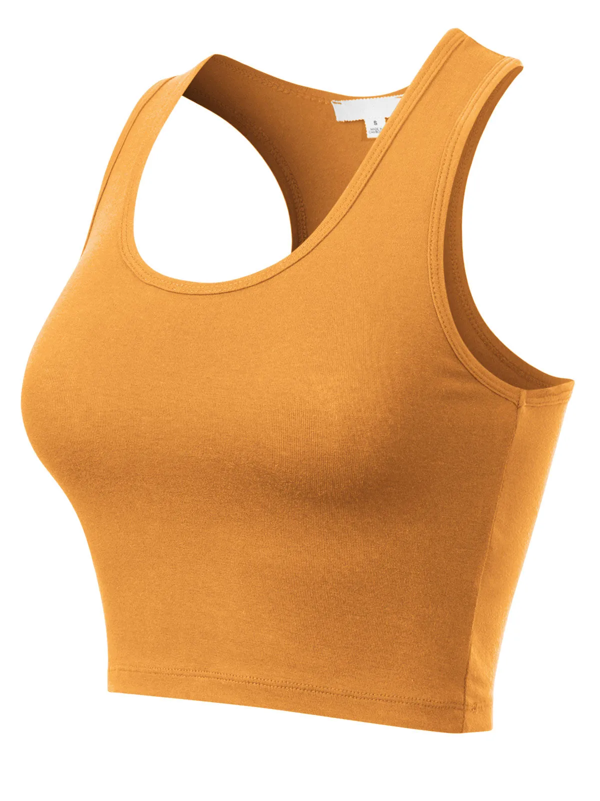 Cotton Basic Sleeveless Racerback Sports Crop Tank Top