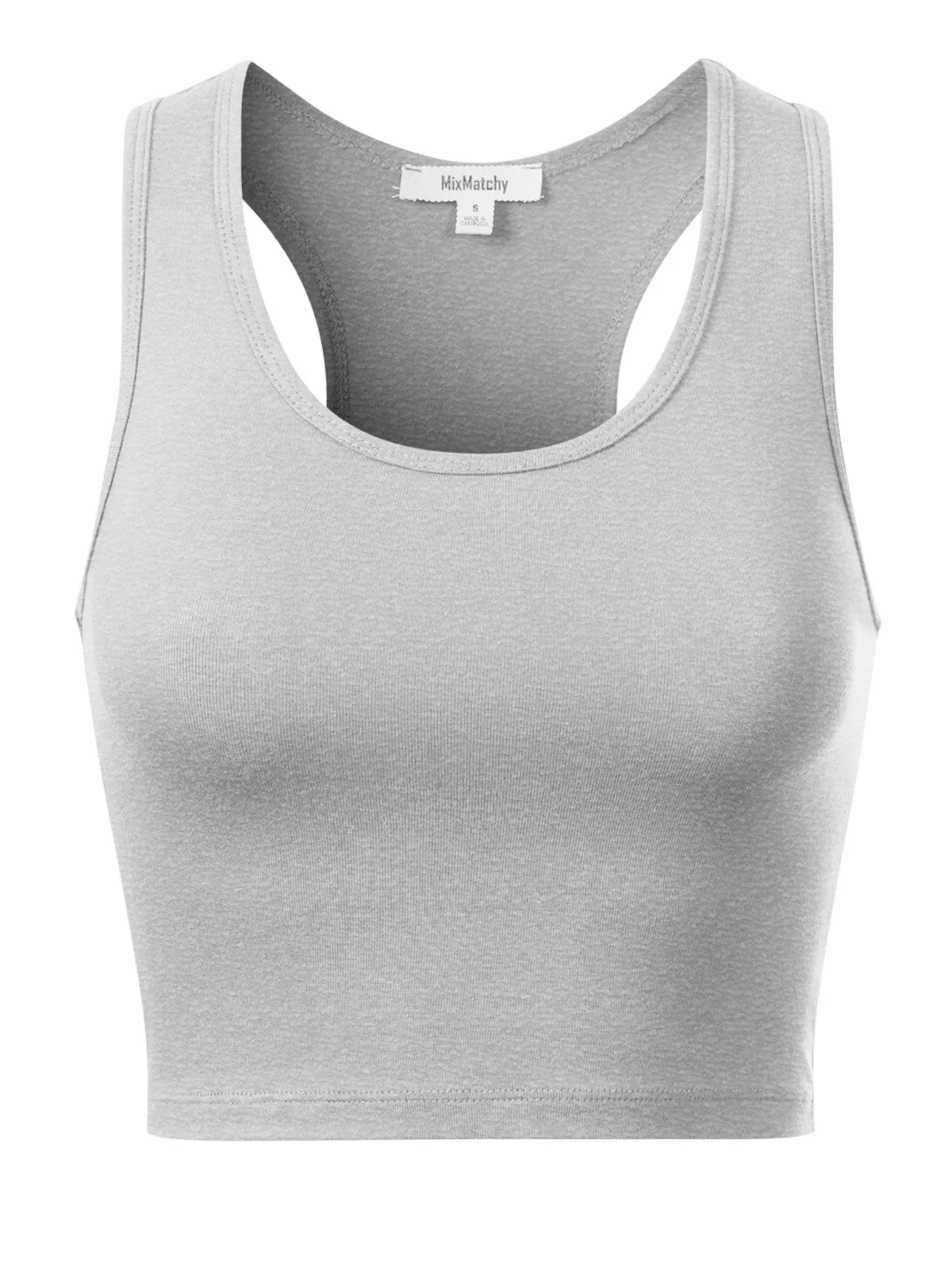 Cotton Basic Sleeveless Racerback Sports Crop Tank Top