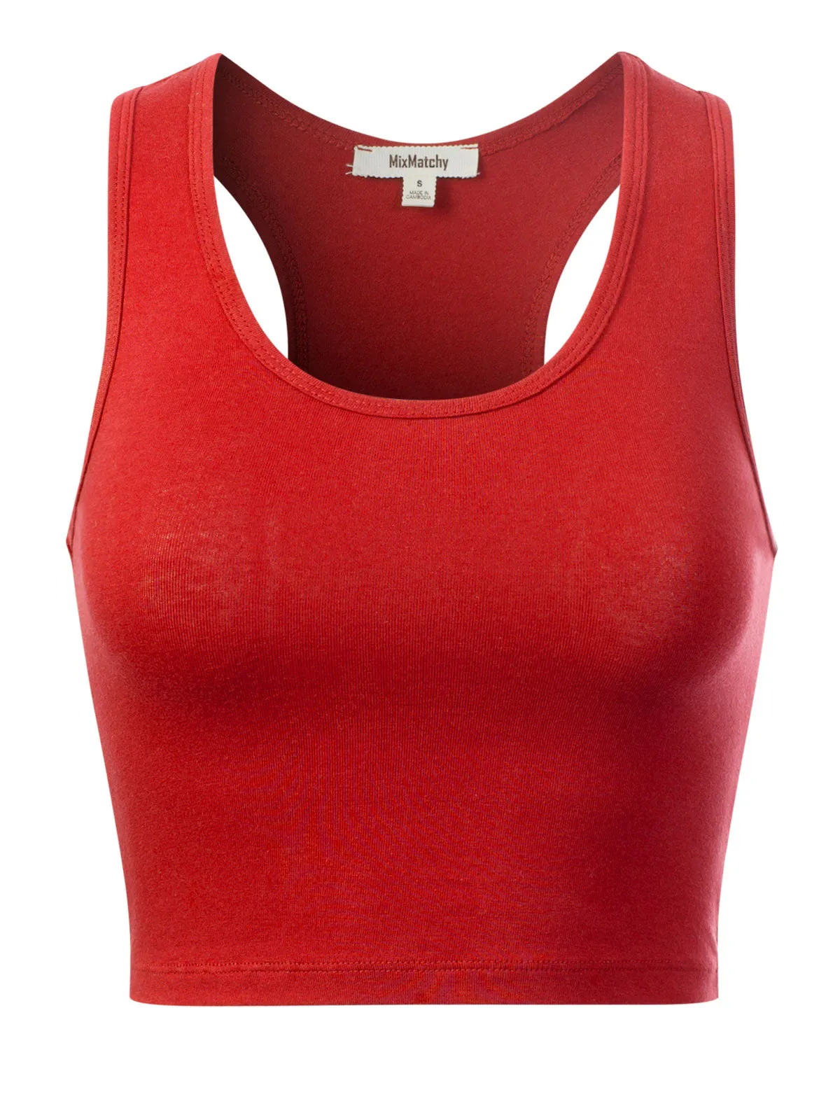Cotton Basic Sleeveless Racerback Sports Crop Tank Top