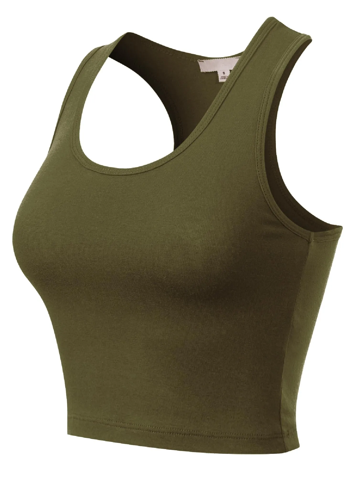Cotton Basic Sleeveless Racerback Sports Crop Tank Top