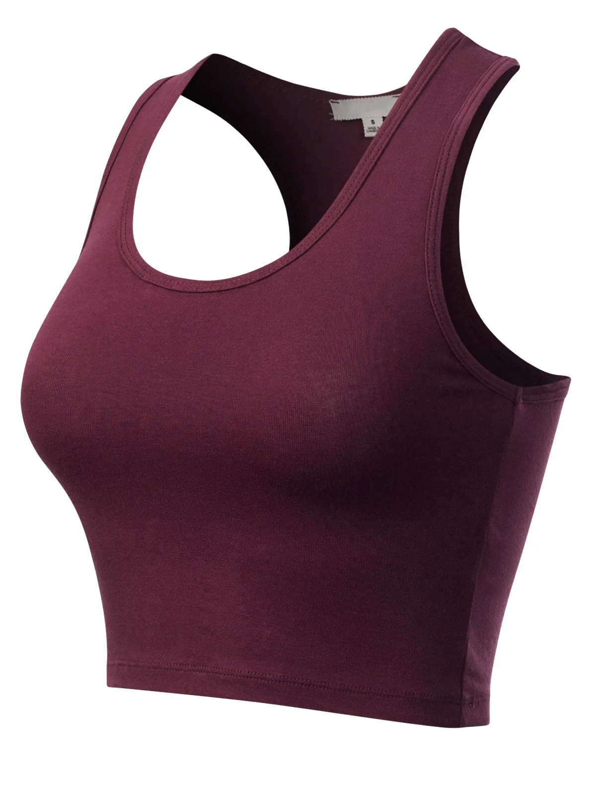 Cotton Basic Sleeveless Racerback Sports Crop Tank Top