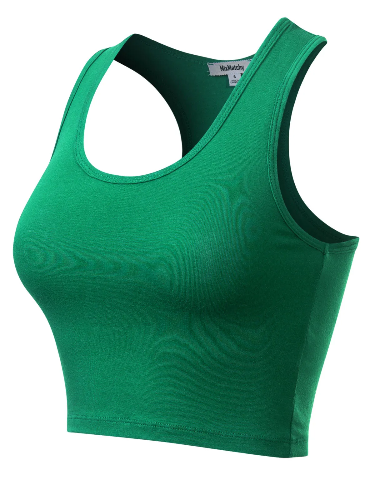 Cotton Basic Sleeveless Racerback Sports Crop Tank Top