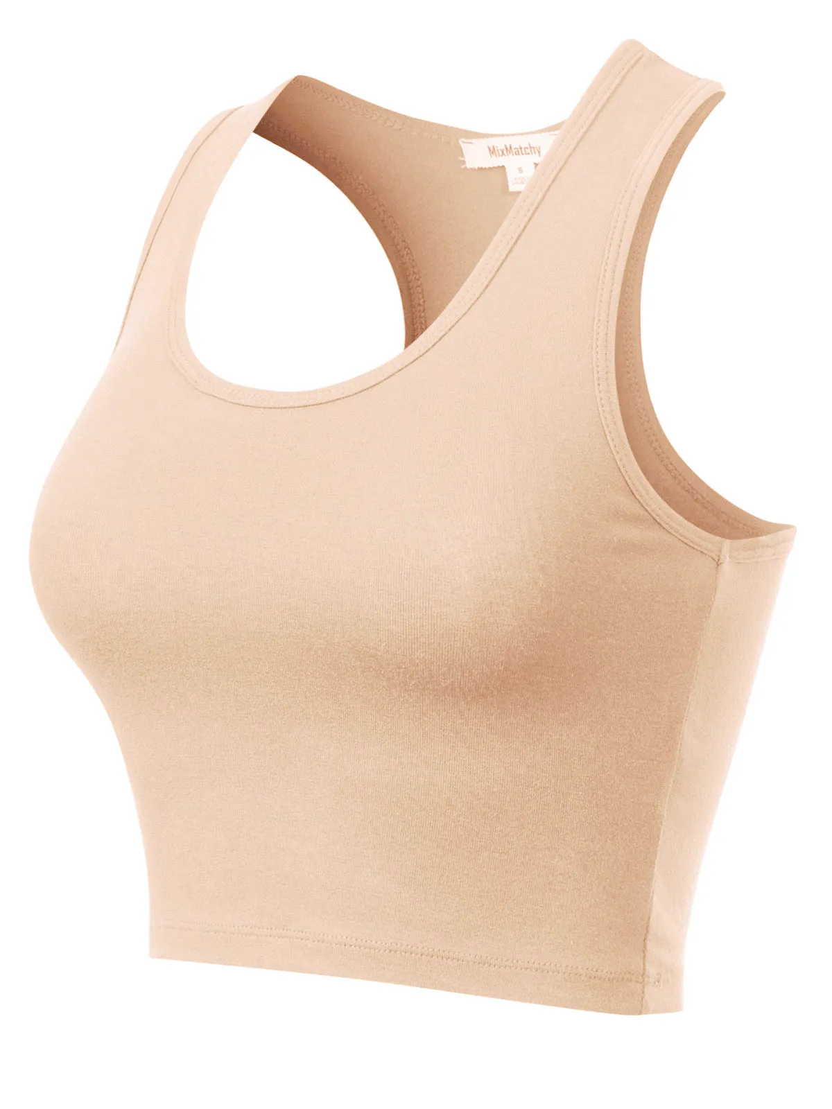Cotton Basic Sleeveless Racerback Sports Crop Tank Top