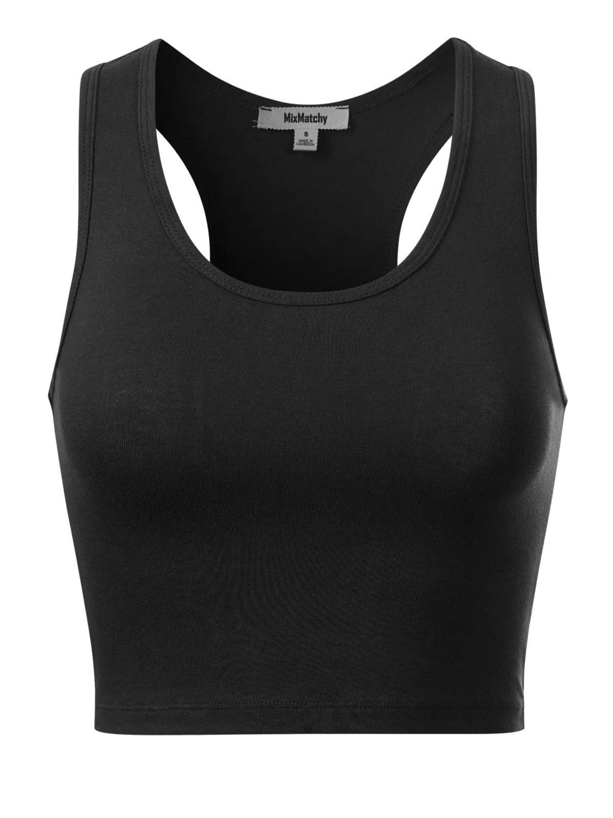 Cotton Basic Sleeveless Racerback Sports Crop Tank Top