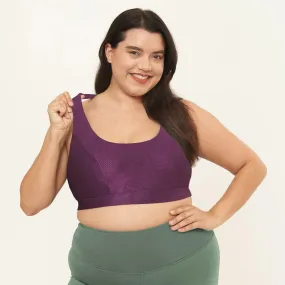 Cross Back Performance Bra Top - Sangria Geo Pattern