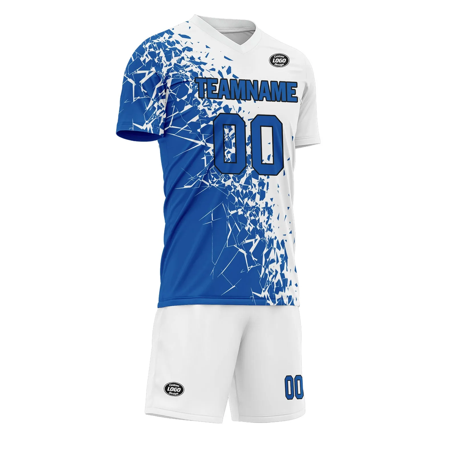 Custom Blue White Soccer Sets Jersey Personalized SCJ101-D28008