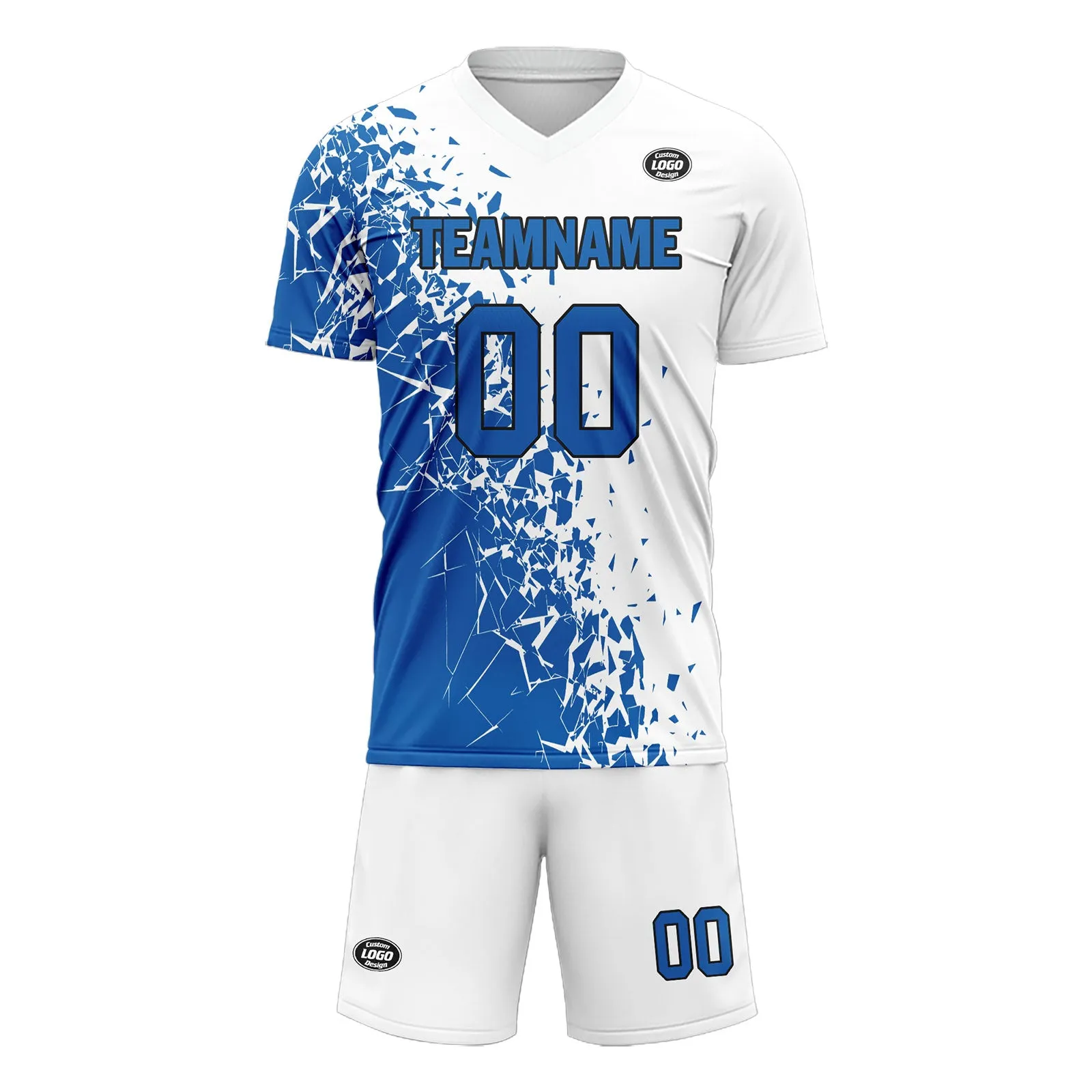 Custom Blue White Soccer Sets Jersey Personalized SCJ101-D28008