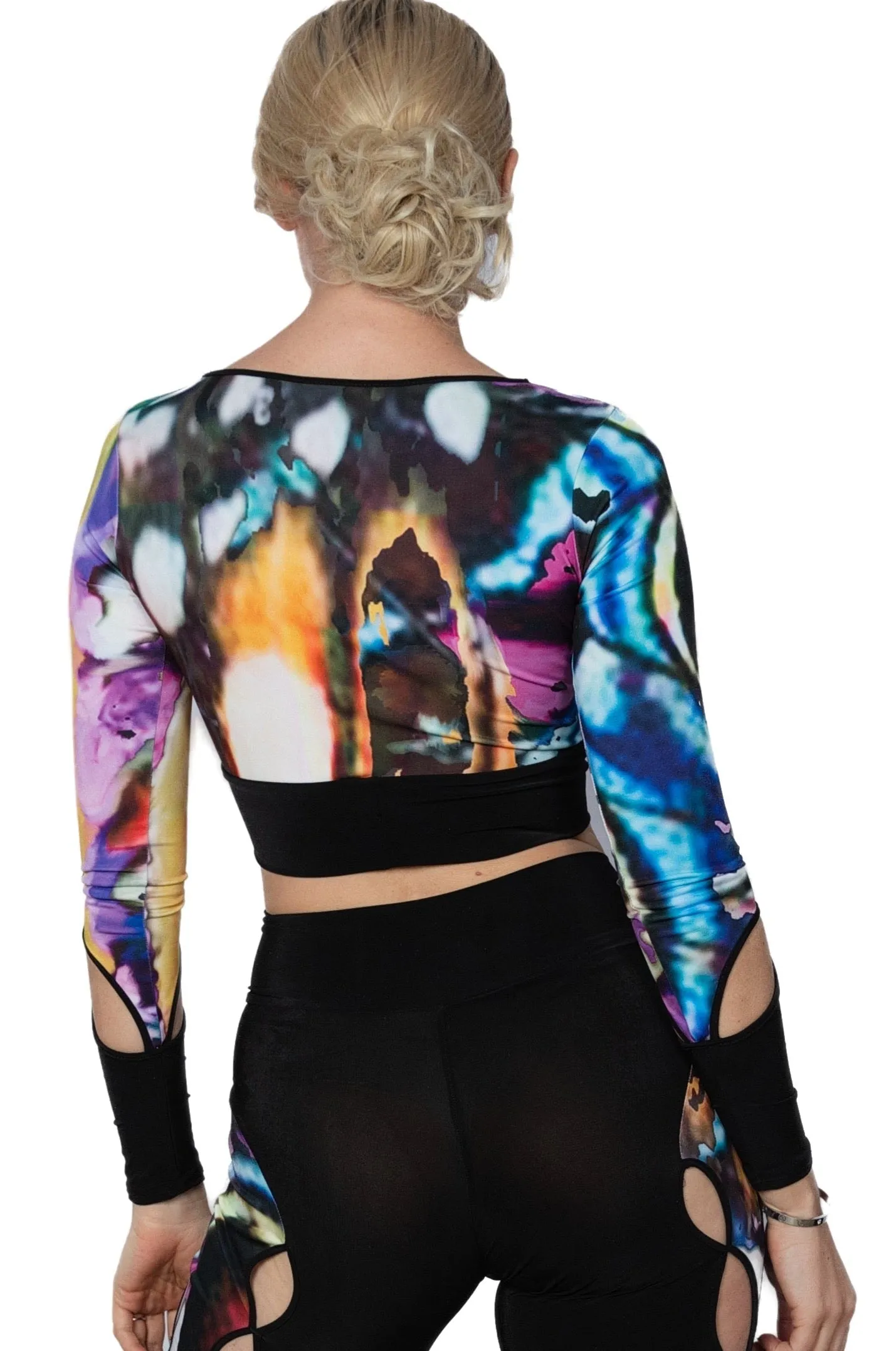 Dance America AT2402 Women's Active Wear Ballroom or Latin Practice Dance and Fitness Workout Crop Top in Stock