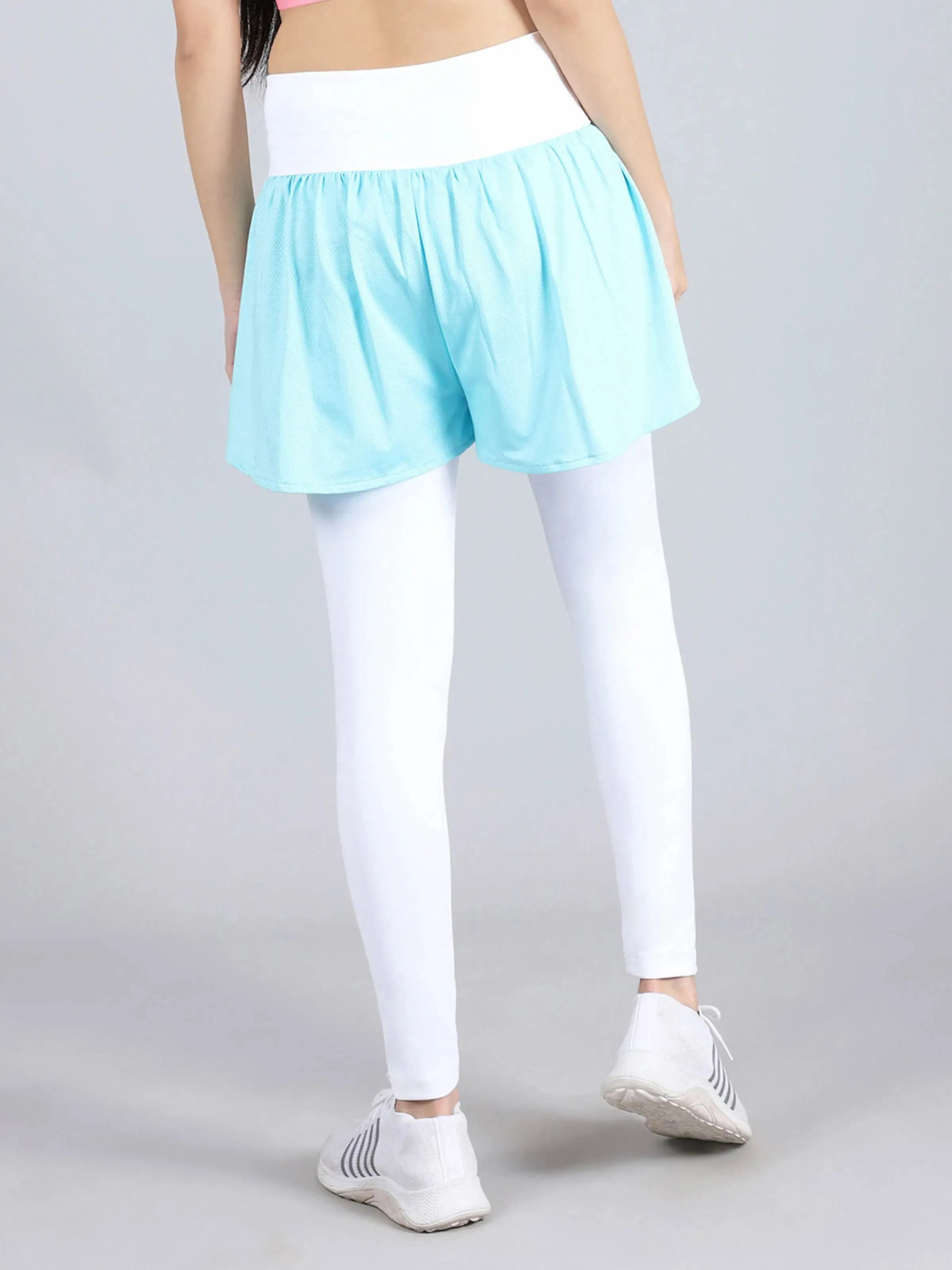 D’chica Ankle Length Gym Tights/Leggings with Shorts and Pockets – Ideal for Yoga, Fitness, Cycling, and Running
