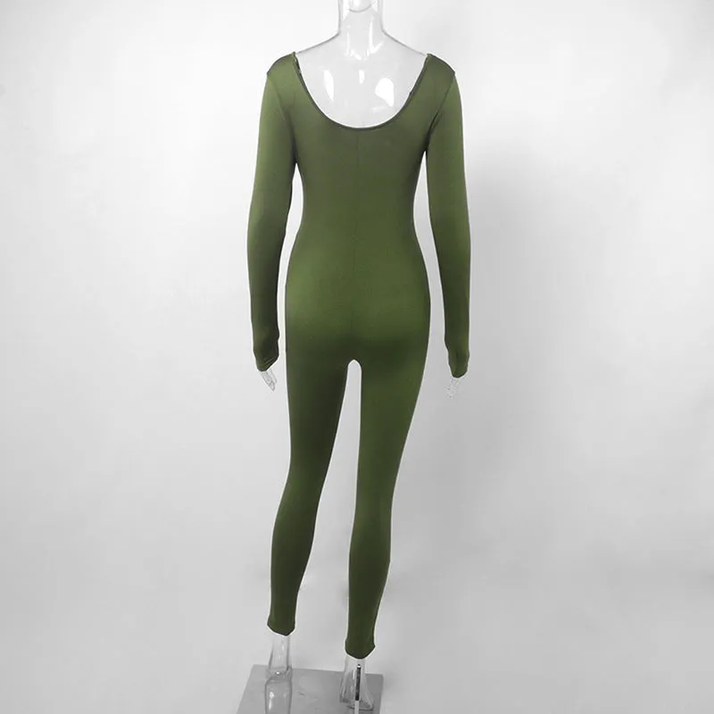 Fashion Long Sleeve Slim Fit Hip Lift Jumpsuit