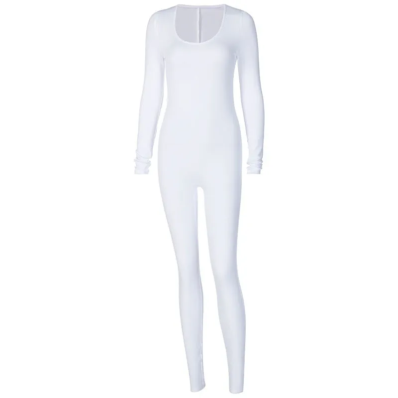 Fashion Long Sleeve Slim Fit Hip Lift Jumpsuit