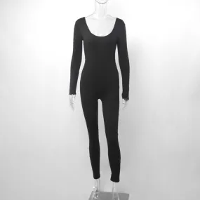 Fashion Long Sleeve Slim Fit Hip Lift Jumpsuit