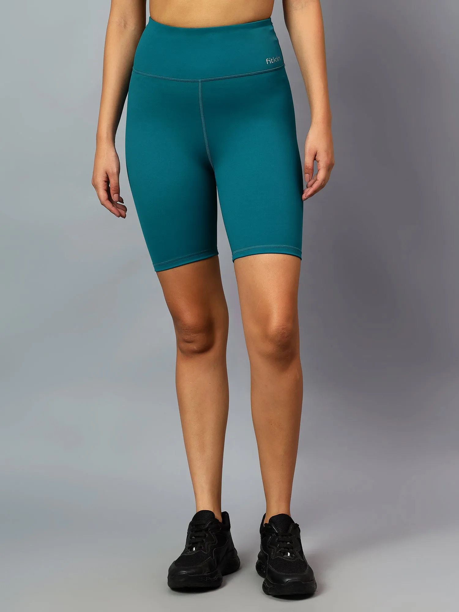 Fitkin Women's Teal Green Cycling Shorts