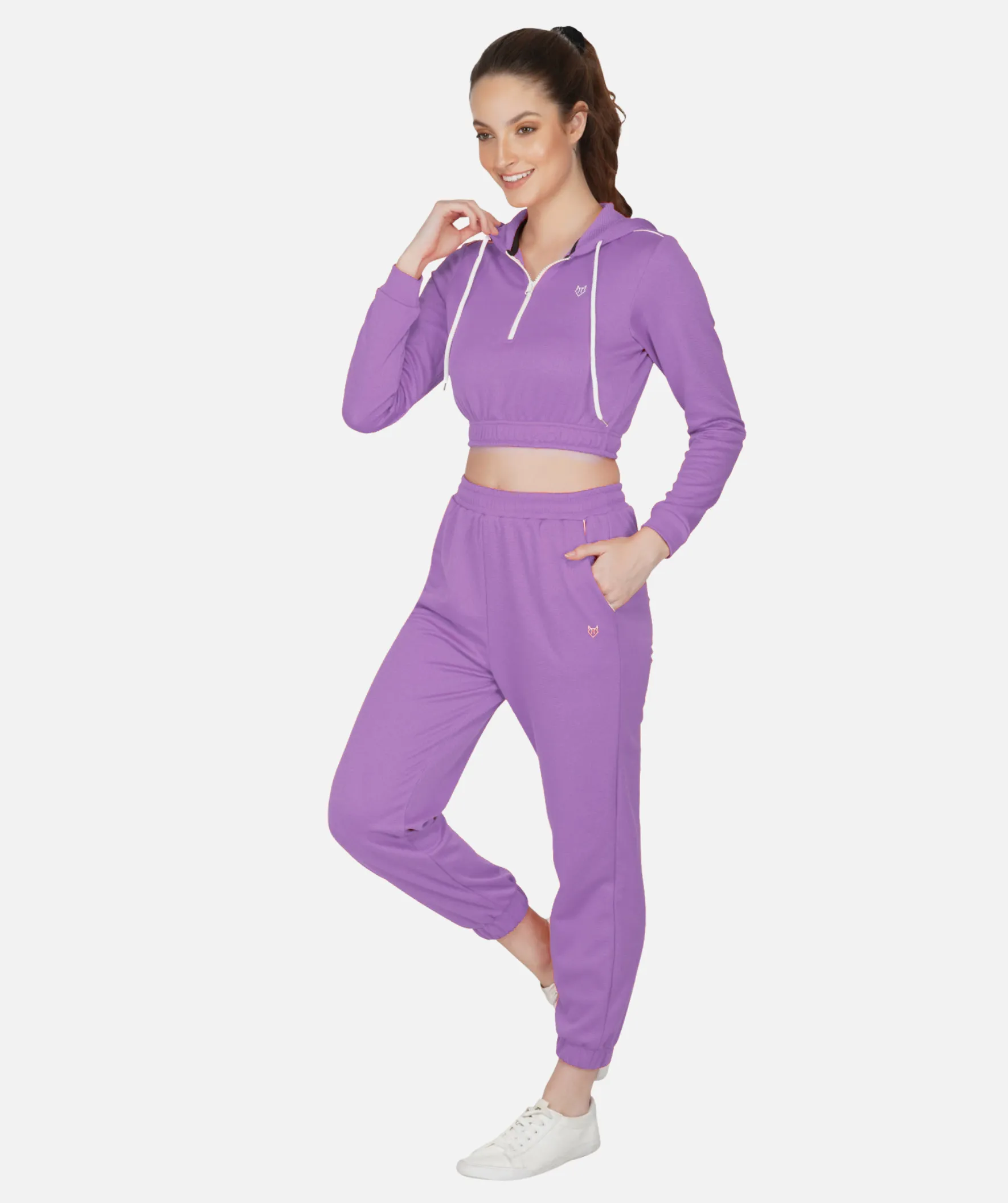 Full sleeves Crop-Top Hoodie and Jogger Set | Women | LDTSK511