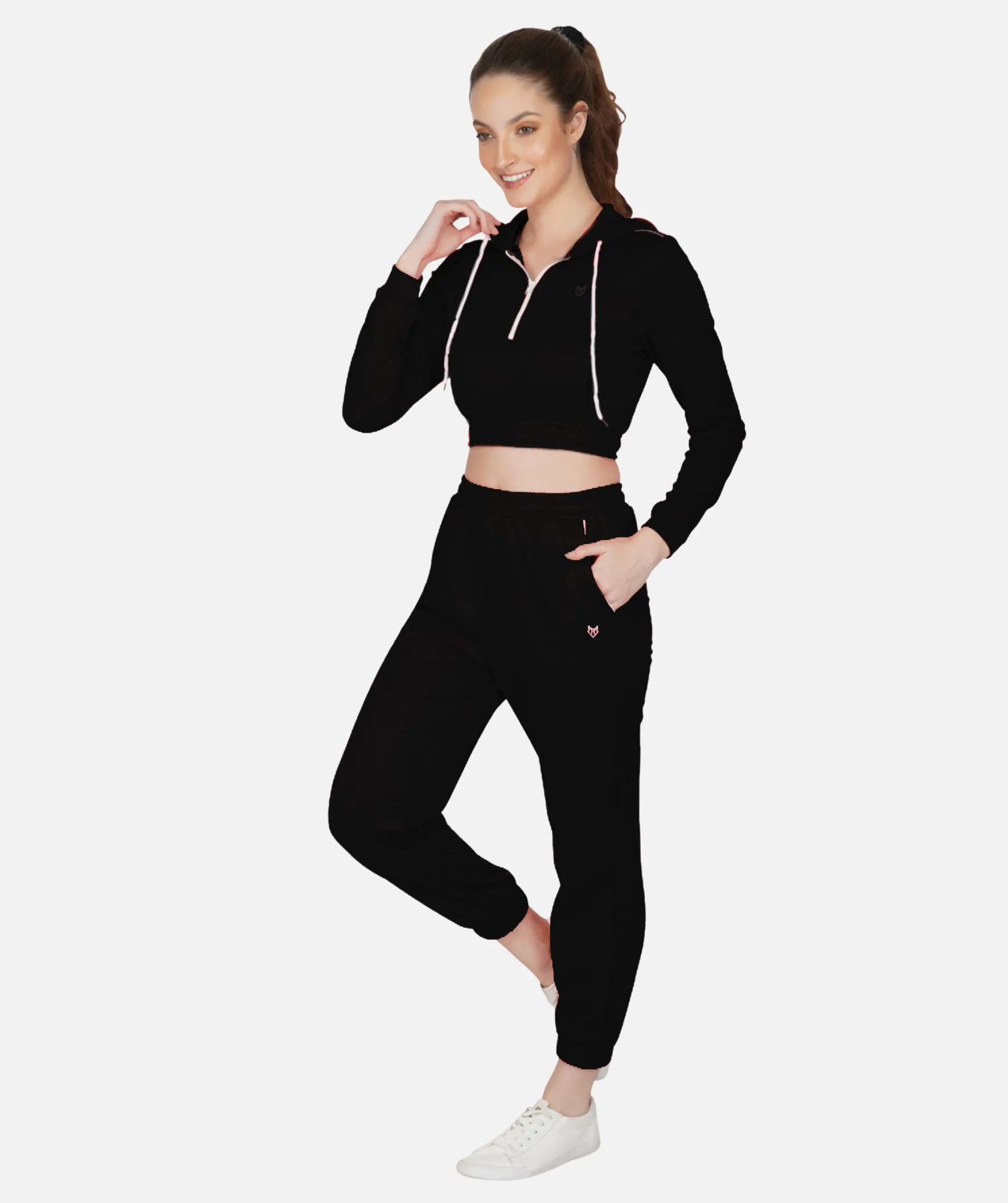 Full sleeves Crop-Top Hoodie and Jogger Set | Women | LDTSK511